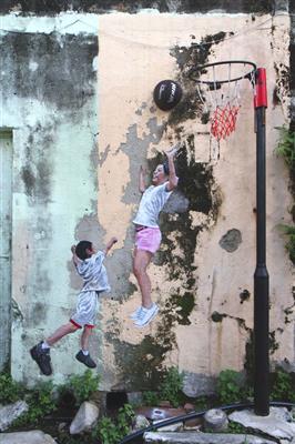Children Playing Basketball (Marking George Town)